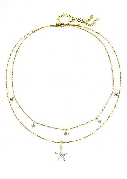Hey Happiness Ketten-Set ‘Blütenblatt‘ 925 Silber Layer Damen Blume Zirkoni günstig online kaufen