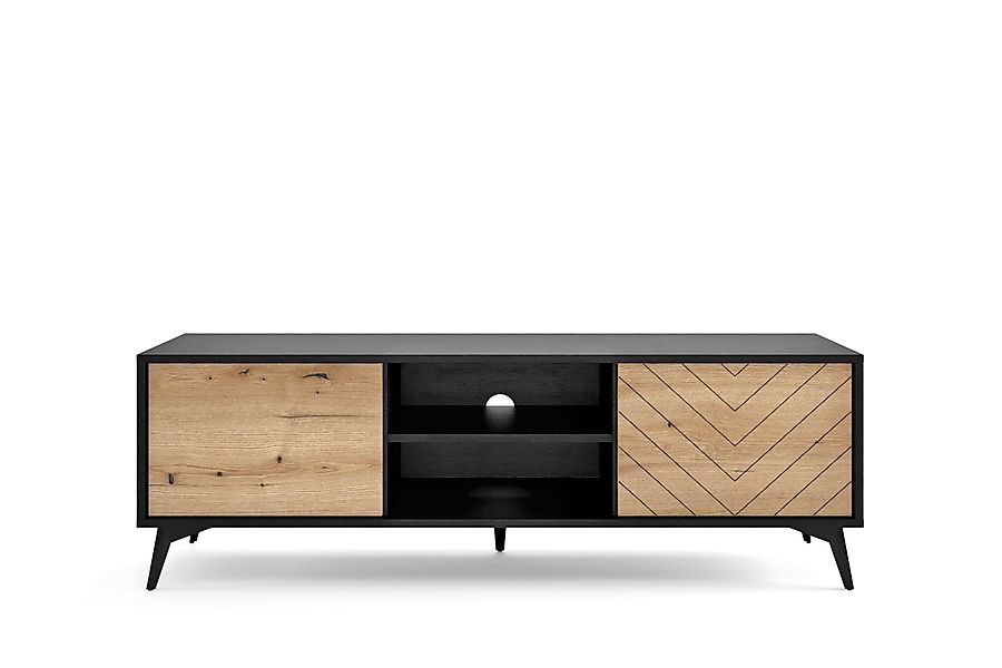 MOEBLO TV-Board RTV-Schrank Onyks RTV154 (schwarz/eiche günstig online kaufen