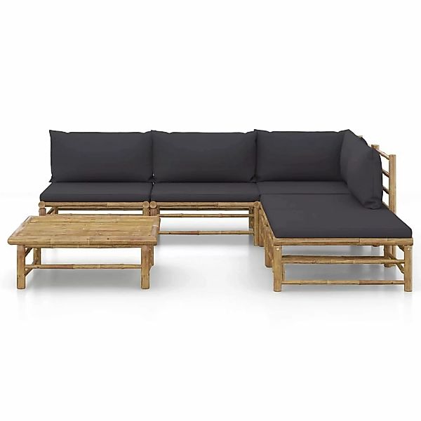 vidaXL 6-tlg Garten-Lounge-Set mit Dunkelgrauen Kissen Bambus Modell 6 günstig online kaufen