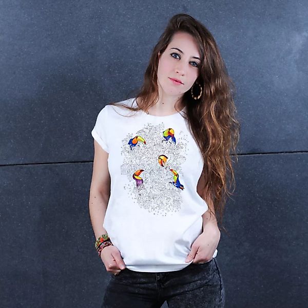 Jungle Life Toucan - Printshirt Frauen Aus Biobaumwolle günstig online kaufen