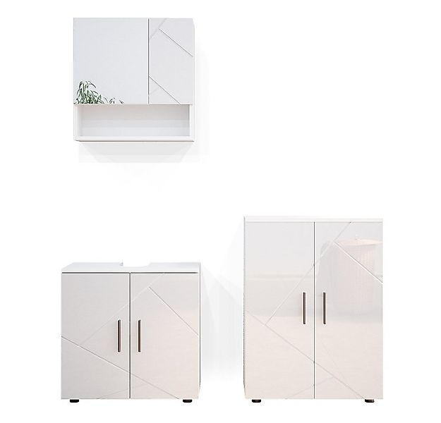 Vicco Badmöbel-Set Irma, Weiß Hochglanz, 3 Teile, mit Unterschrank 60 cm, ( günstig online kaufen