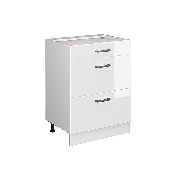 Vicco Küchenunterschrank R-Line Weiß Hochglanz/Weiß 60 cm mit Schubladen oh günstig online kaufen