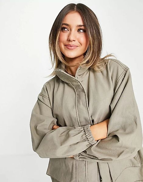 ASOS DESIGN – Oversized-Jacke aus Leinen in Braun günstig online kaufen