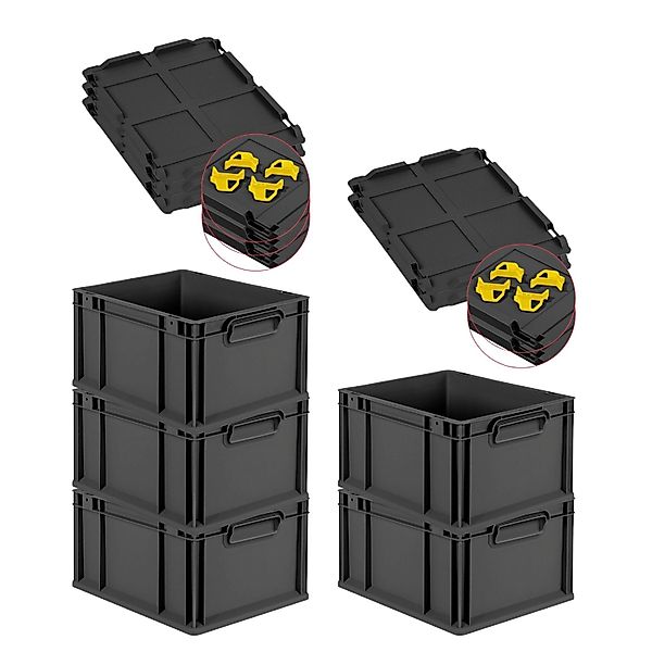PROREGAL SparSet 5x Eurobox Nextgen Grip Mit Auflagedeckel Und Gelben Versc günstig online kaufen
