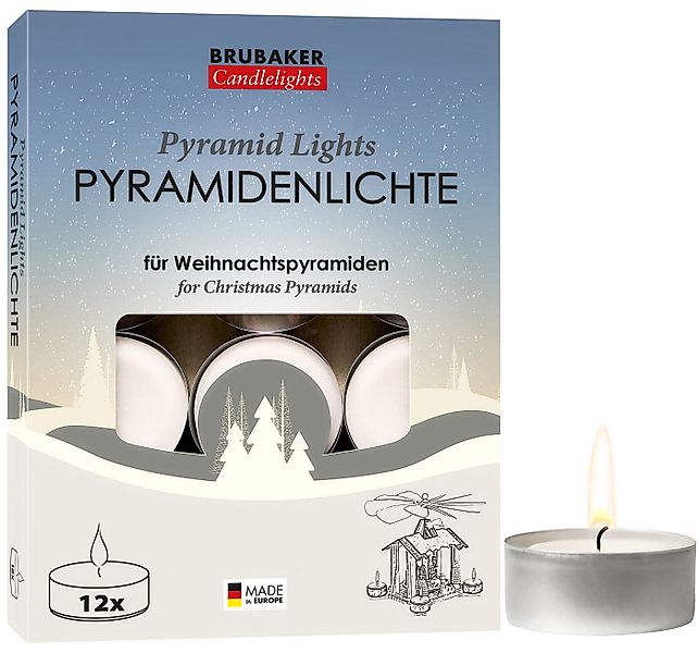 BRUBAKER Teelicht Pyramidenteelichter aus Paraffin mit Metallhülle - Pyrami günstig online kaufen