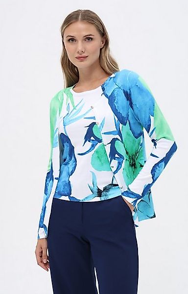 Passioni Cardigan Twinset in einem blau-grünen Aquarell-Blumenprint günstig online kaufen