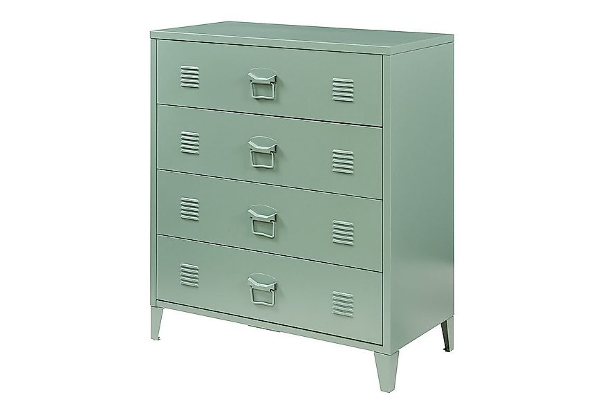 en.casa Mehrzweckschrank »Hämeenlinna« mit 4 Schubladen Stahl Mattgrün günstig online kaufen