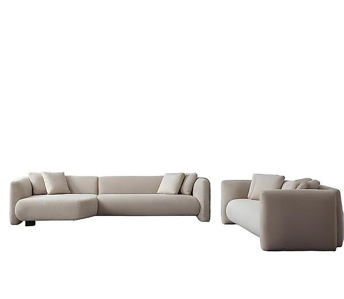 JVmoebel 3-Sitzer Designer Beiges Wohnzimmer Set Polster Eckcouch Designer günstig online kaufen