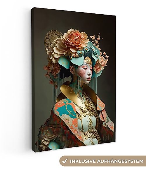 OneMillionCanvasses® Leinwandbild Frau - Blumen - günstig online kaufen
