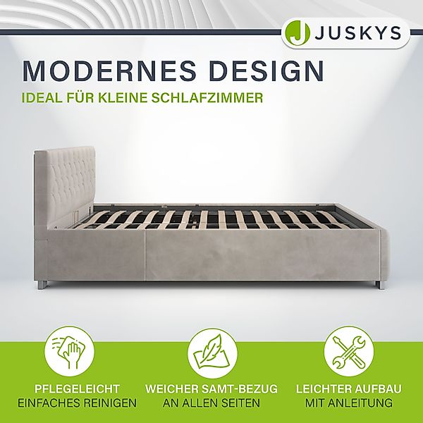 Juskys Polsterbett Nizza, Stauraum, LED Licht, günstig online kaufen