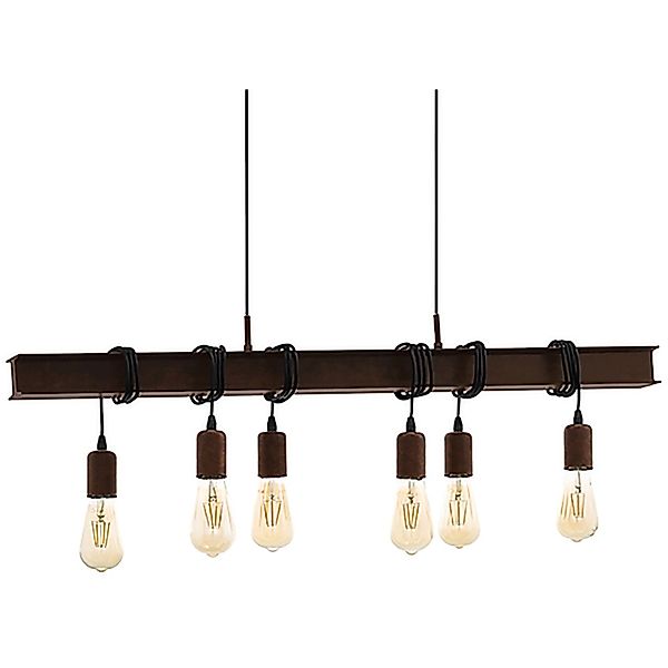 Eglo Pendelleuchte Townshend 6-flammig Schwarz-Braun günstig online kaufen