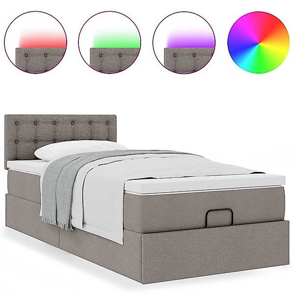 vidaXL Bett Ottoman-Bett mit Matratze & LEDs Taupe 100x200 cm Stoff günstig online kaufen