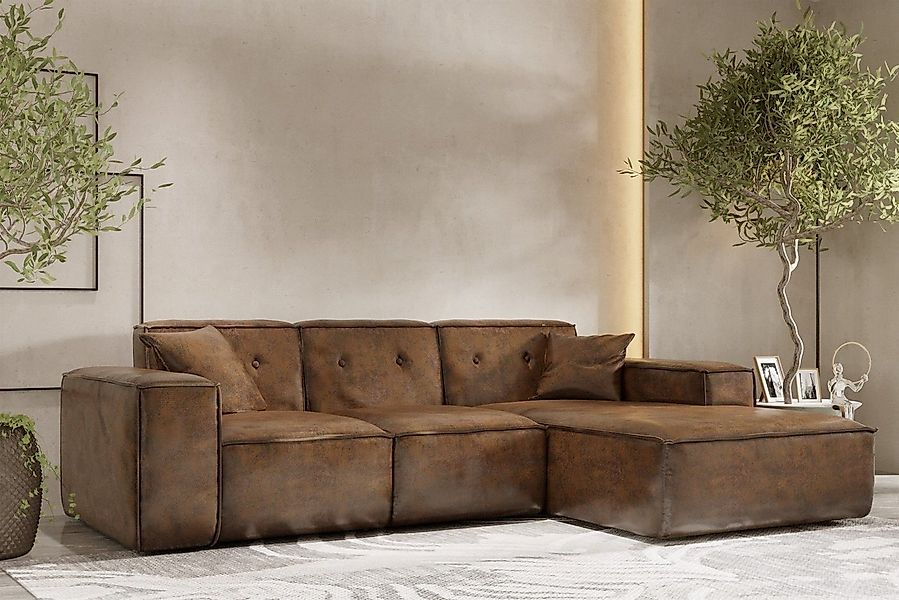 Fun Möbel Ecksofa Designersofa CESINA Vintage Look mit Ottomane, inkl. 2 Zi günstig online kaufen