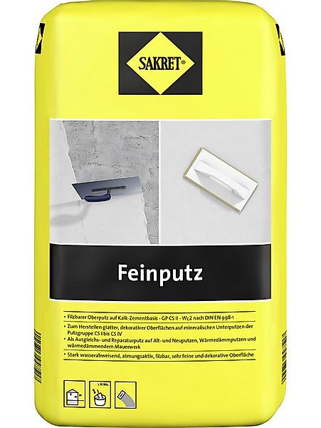 Sakret Gips-Kalk-Putz SAKRET Feinputz 10 kg Sack Naturweiß günstig online kaufen