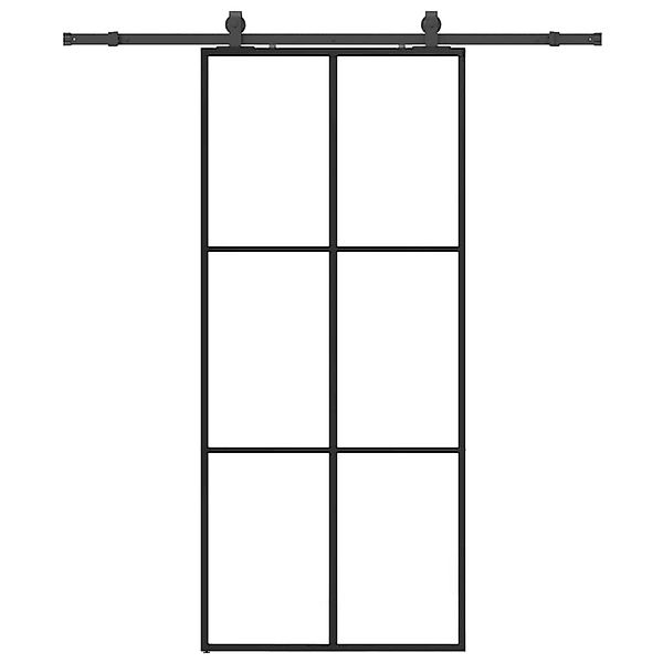 vidaXL Schiebetür mit Beschlag Schwarz 90x205 cm ESG-Glas 3375785 günstig online kaufen
