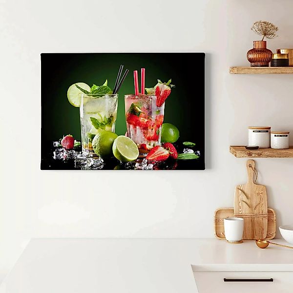 Bricoflor Mojito Bild In Grün Und Rot Leinwand Küchenbild Mit Cocktail Moti günstig online kaufen