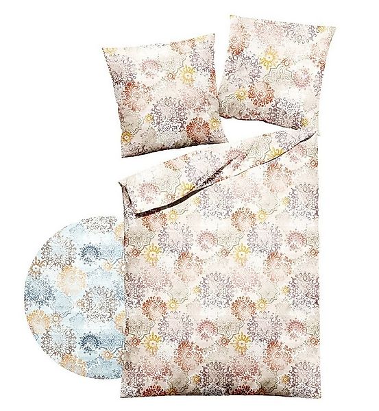 Dormisette Bettwäsche 135x200cm Blau Beige Ornamente Orientalisch, Biber, 2 günstig online kaufen
