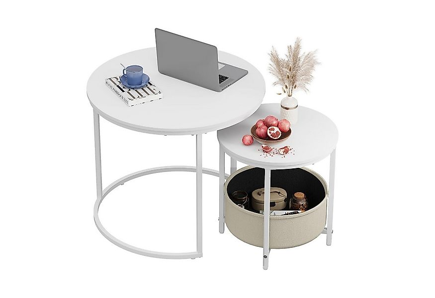 WLIVE Couchtisch Couchtisch 2er‑Satztisch rund mit Stauraum, (Beistelltisch günstig online kaufen