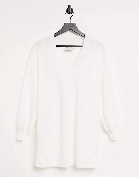 ASOS DESIGN – Langärmliges Pulloverkleid in Elfenbein in Zopfstrick-Optik-W günstig online kaufen