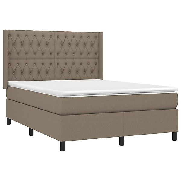 vidaXL Boxspringbett mit Matratze & LED Taupe 140x200 cm Stoff 3138561 günstig online kaufen