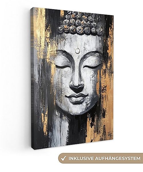 OneMillionCanvasses® Leinwandbild Buddha - Pinselstriche - Gold - Abstrakt, günstig online kaufen