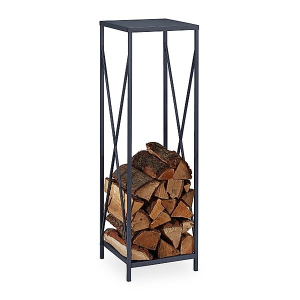 relaxdays Kaminholzregal Graues Kaminholzregal aus Metall, günstig online kaufen