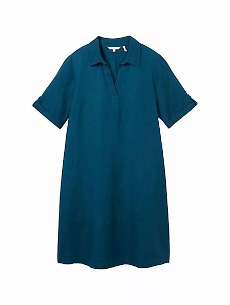 TOM TAILOR Sommerkleid linen dress with polo collar, Moss Blue günstig online kaufen