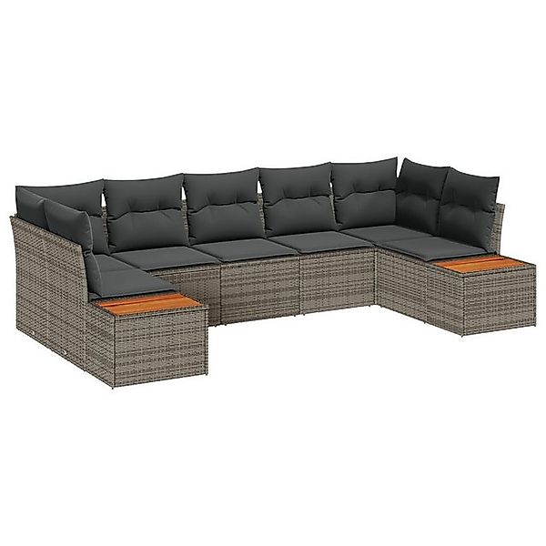 vidaXL Loungesofa 7-teiliges Gartensofa Set mit Kissen Grau Poly Rattan, 7 günstig online kaufen