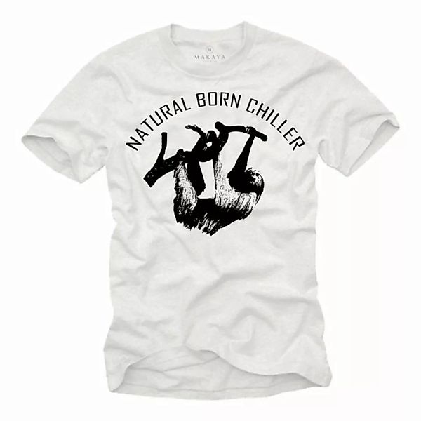 MAKAYA T-Shirt Herren Lustig mit Spruch - Aufdruck Natural Born Chiller Fau günstig online kaufen