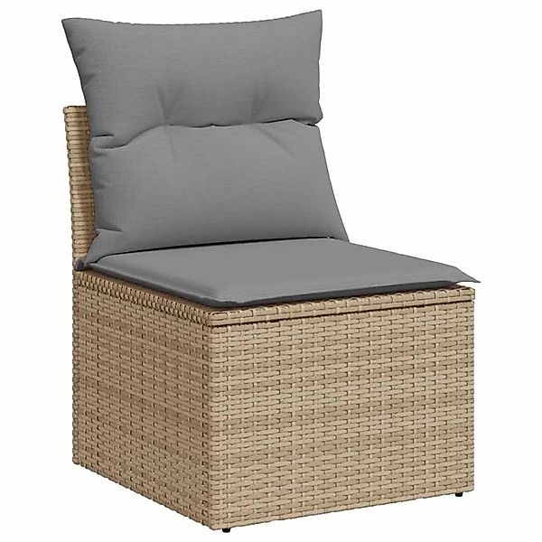 vidaXL Gartensofa ohne Armlehnen mit Kissen Beige Poly Rattan 366085 günstig online kaufen