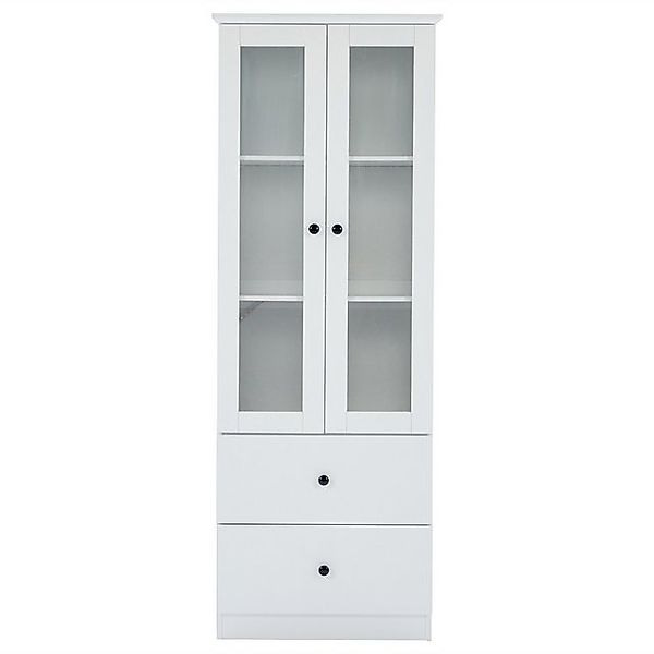 Gotagee Standvitrine LED Schrank Weiß Matt Holzdekor Lagerschrank Glasvitri günstig online kaufen