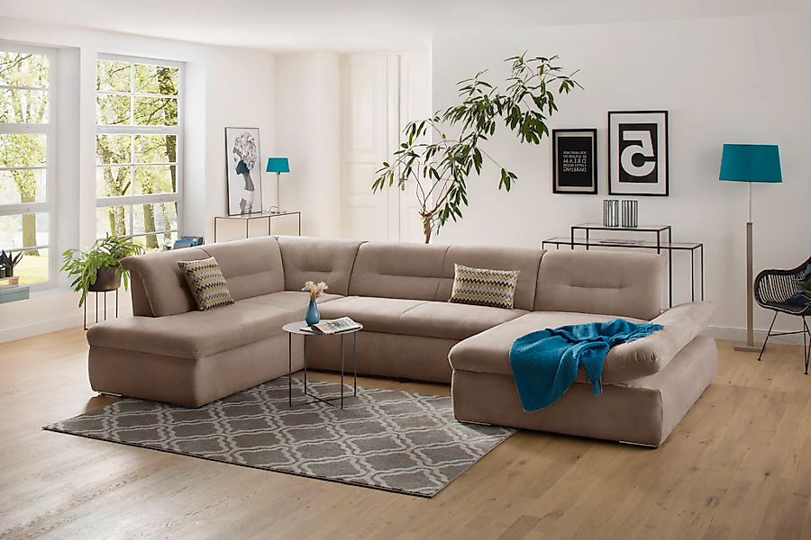 Home affaire Wohnlandschaft "Avesa U-Form" Wahlweise mit Armteilverstellung günstig online kaufen