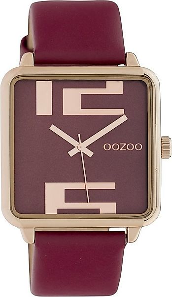 OOZOO Quarzuhr Damen Armbanduhr C10363 Burgunderfarben Lederband 35x35 mm günstig online kaufen