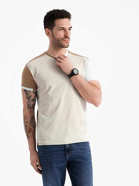 OMBRE T-Shirt Herren-T-Shirt aus Elastan mit farbigen Ärmeln günstig online kaufen