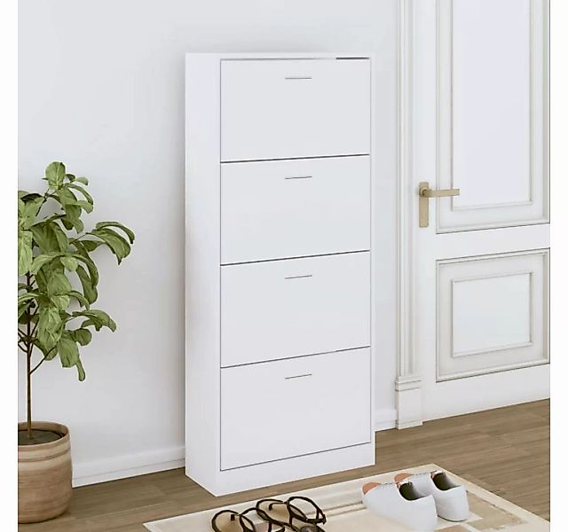 furnicato Schuhschrank Weiß 63x24x147 cm Holzwerkstoff günstig online kaufen