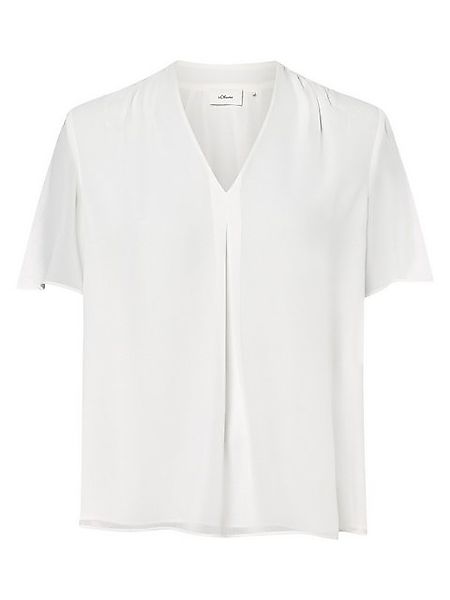 s.Oliver BLACK LABEL Kurzarmbluse Bluse mit V-Ausschnitt Raffung günstig online kaufen