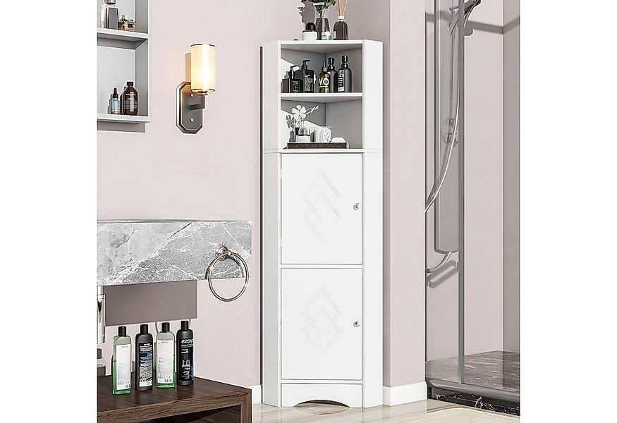 KLAM HOME Hochschrank Badschrank, Badmöbel, Eckschrank mit zwei Ablagefäche günstig online kaufen