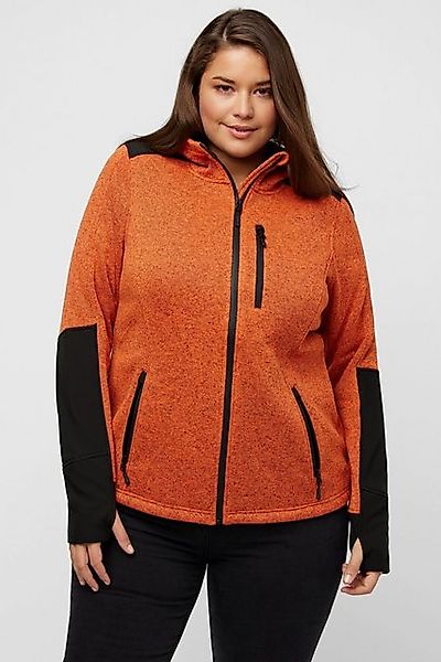 Ulla Popken Sweatjacke Fleecejacke Reflektordruck Kapuze Daumenloch günstig online kaufen