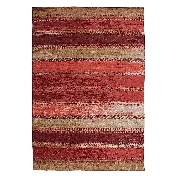 Kurzflor Teppich in Rot und Beige Vintage Design günstig online kaufen