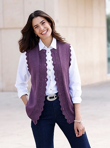 Witt Strickweste Strickweste Ärmellos Jersey, Zopfmuster günstig online kaufen