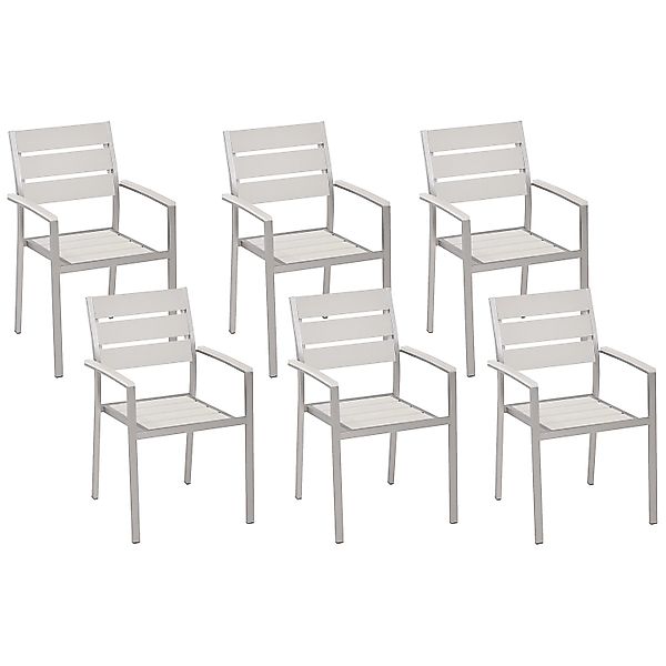 Beliani Gartenstuhl Weiss Silber 57x54x88 günstig online kaufen