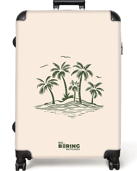 NoBoringSuitcases.com© Hartschalen-Trolley Beige mit grünen Palmen günstig online kaufen