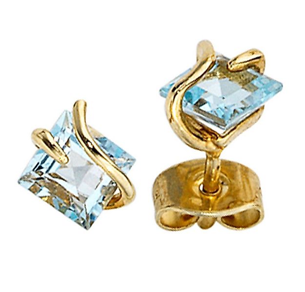 Schmuck Krone Paar Ohrstecker Ohrstecker mit Topas blau, 375 Gelbgold, Gold günstig online kaufen