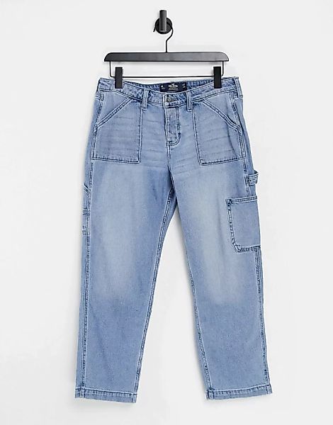 Hollister – Boyfriend-Jeans in mittelblauer Waschung günstig online kaufen
