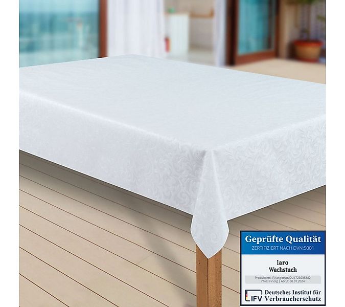 laro Tischdecke Wachstuch-Tischdecken Abwaschbar Flora Weiss rechteckig günstig online kaufen