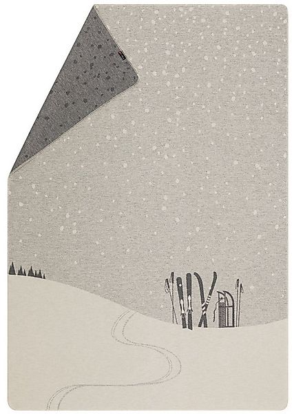 Wohndecke Silvretta 'Ski, Rodel' 140 x 200 cm Rohweiß- Grau, DAVID FUSSENEG günstig online kaufen