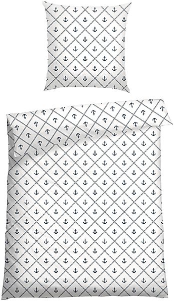 Schiesser Bettwäsche "Nola aus weicher Baumwolle in martitimem Look" 2 Stk. günstig online kaufen