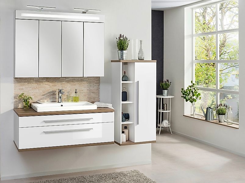 Fackelmann Waschbeckenunterschrank Stanford Eiche Natur 110 cm günstig online kaufen