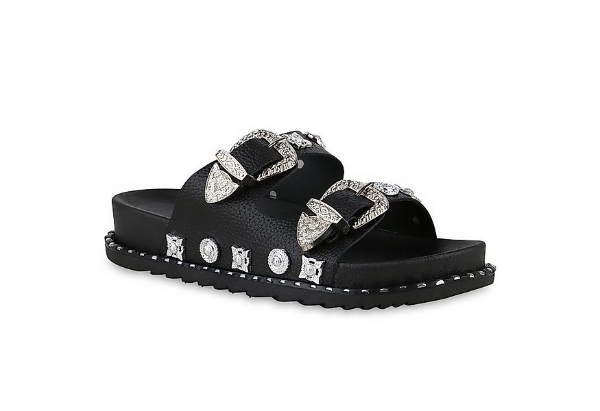 VAN HILL 841049 Pantolette Damen Pantoletten Sandalen Zierperlen Schnallen günstig online kaufen