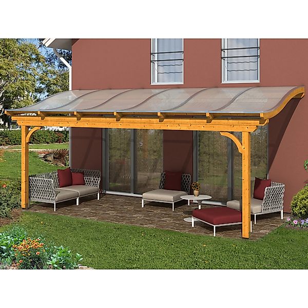 Skan Holz Terrassenüberdachung Verona 648 x 239 cm Leimholz Eiche hell günstig online kaufen